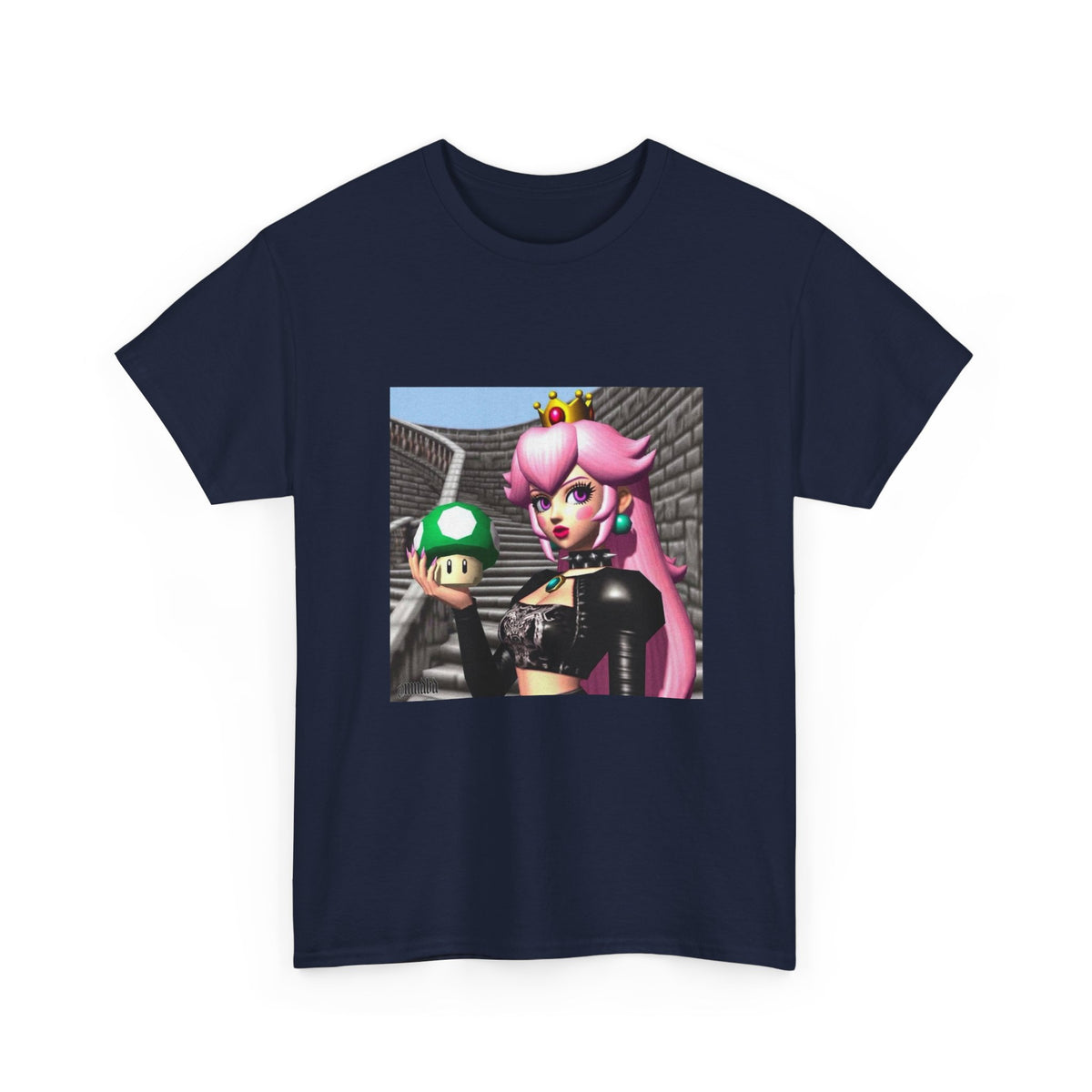 Goth Peach Holding A Green Mushroom Tee