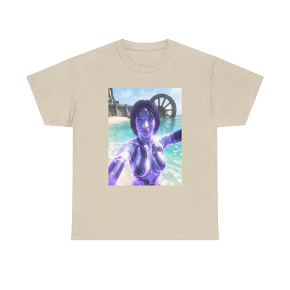 Holographic AI Taking Beach Selfie Tee