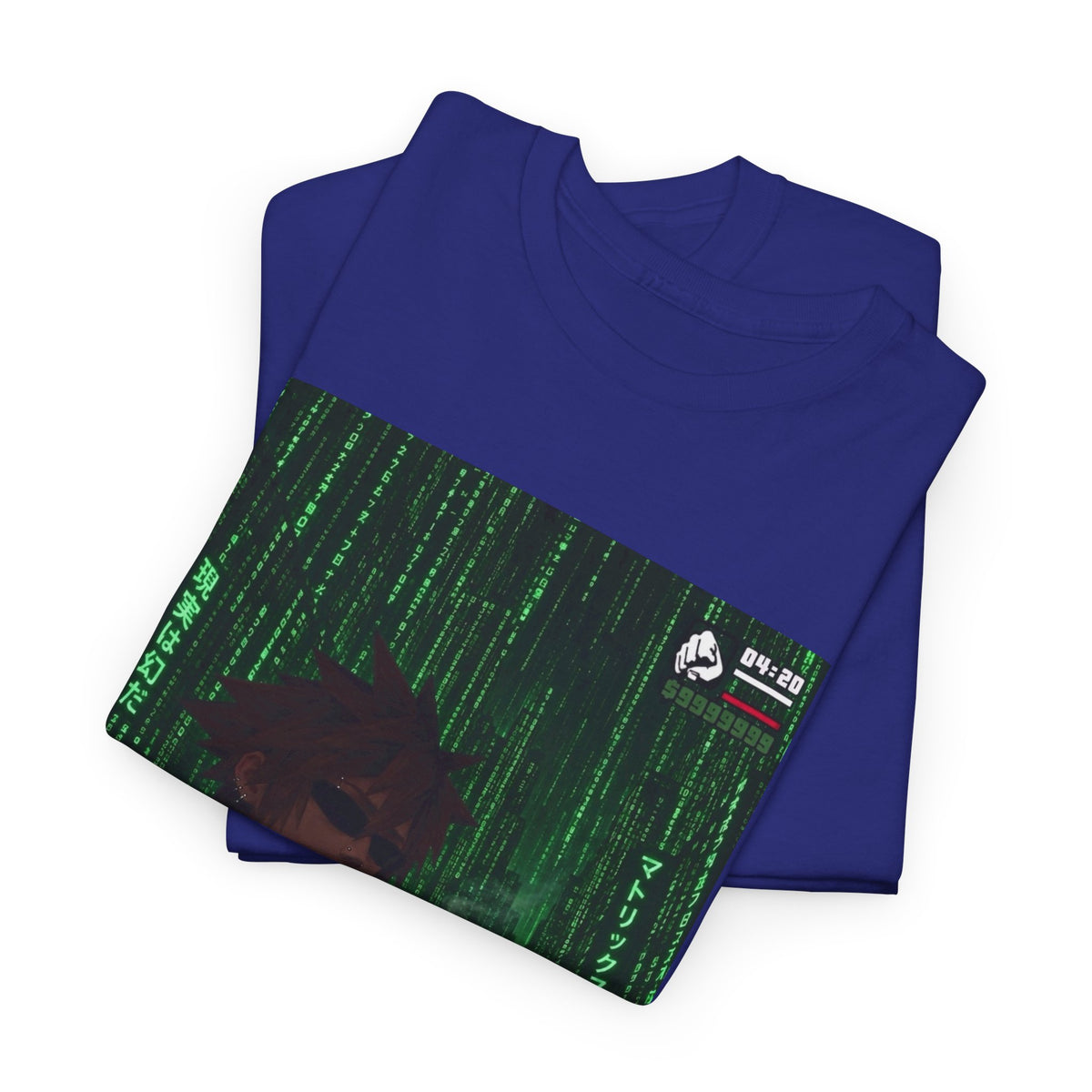 Anime Character Smoking Cigar In Matrix Tee