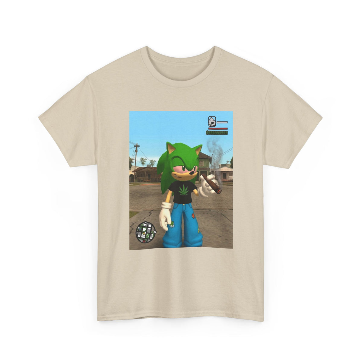 Green Hedgehog Smoking Blunt In San Andreas Tee