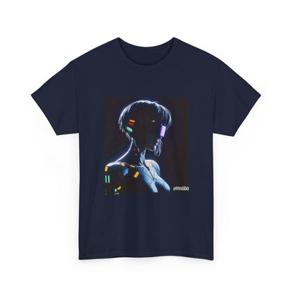 Cybernetic Enigmatic Figure Glowing In Darkness