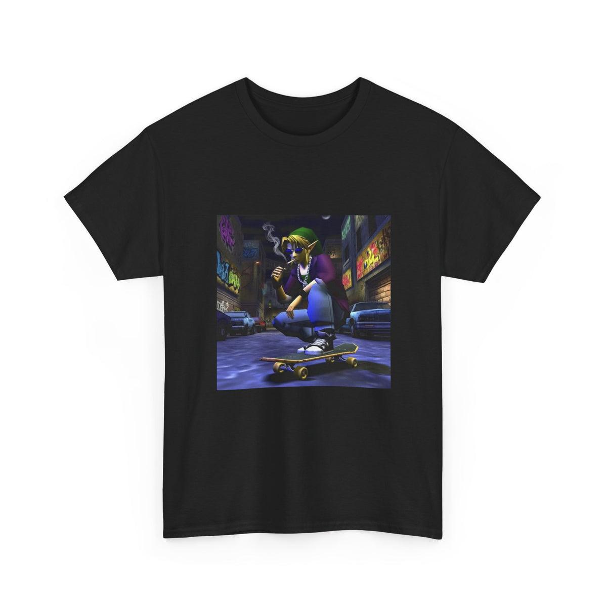 Skater Link Smoking In Gritty Alley Tee