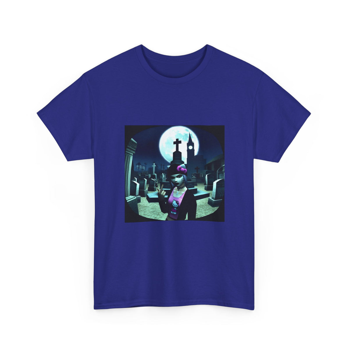 Gothic Hello Kitty Giving Finger Graveyard Tee