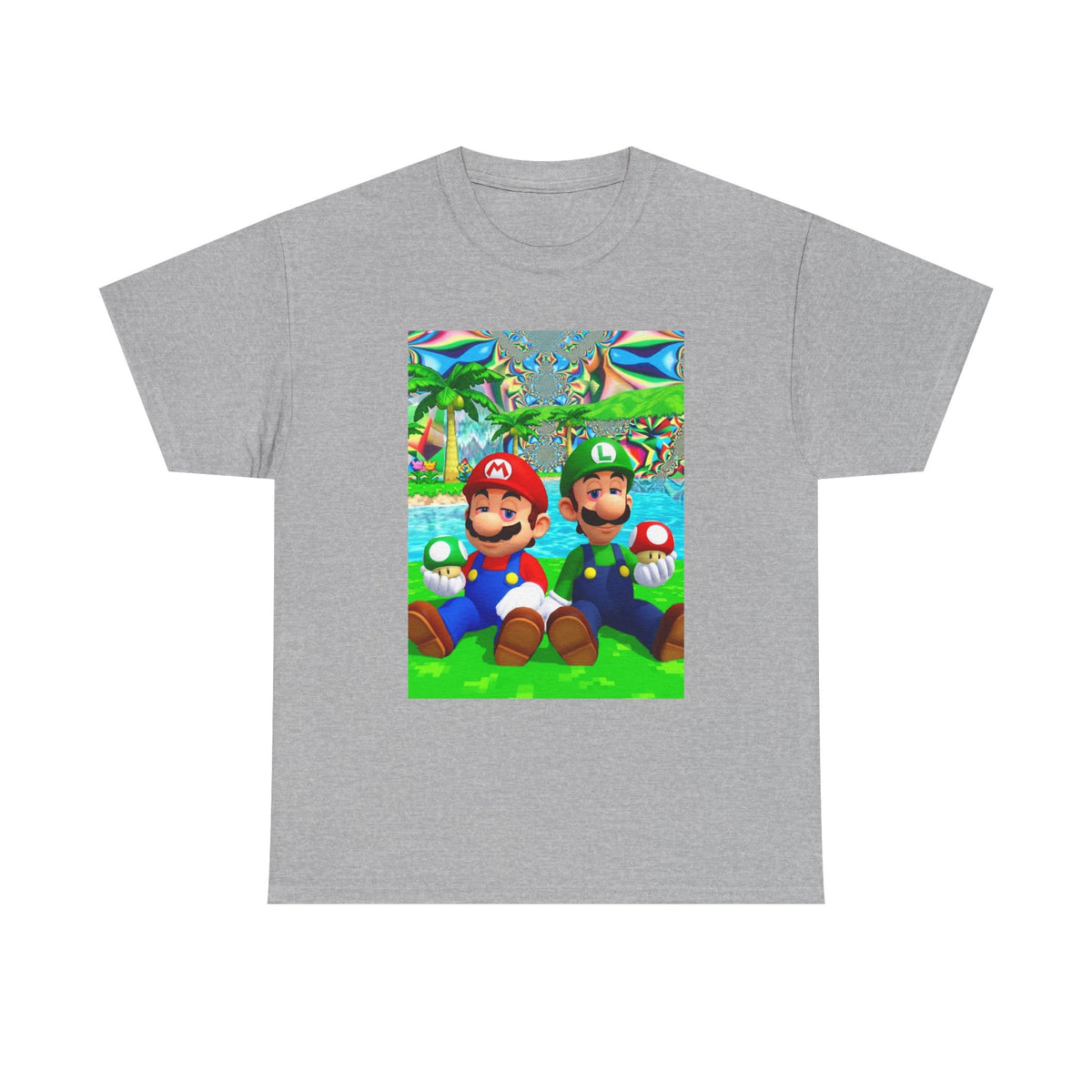 Mellow Mario And Luigi With Mushrooms Tee