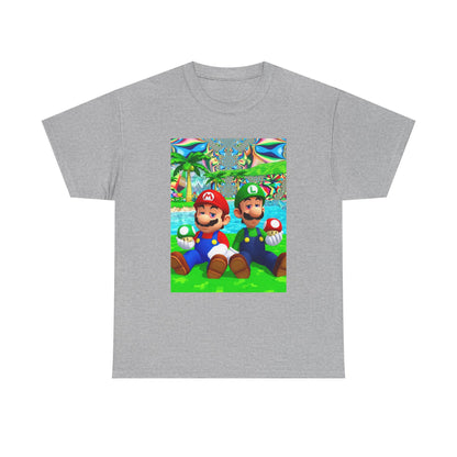 Mellow Mario And Luigi With Mushrooms Tee