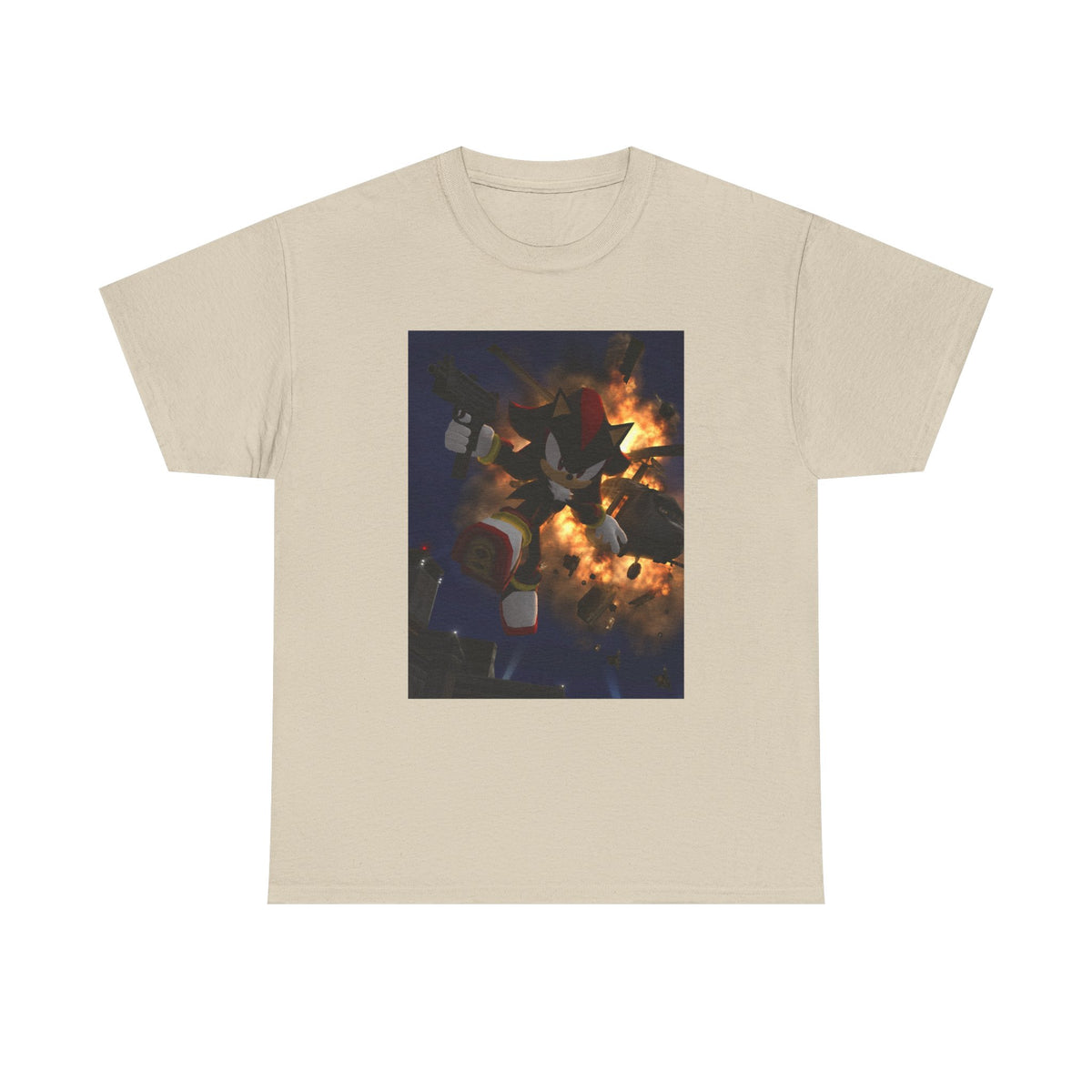 Shadow The Hedgehog With Uzi Amidst Explosion Tee