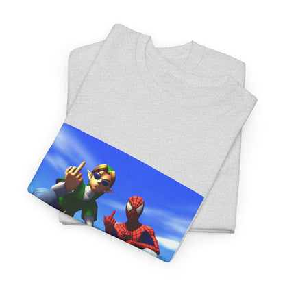 Link And Spider-Man Flipping The Bird