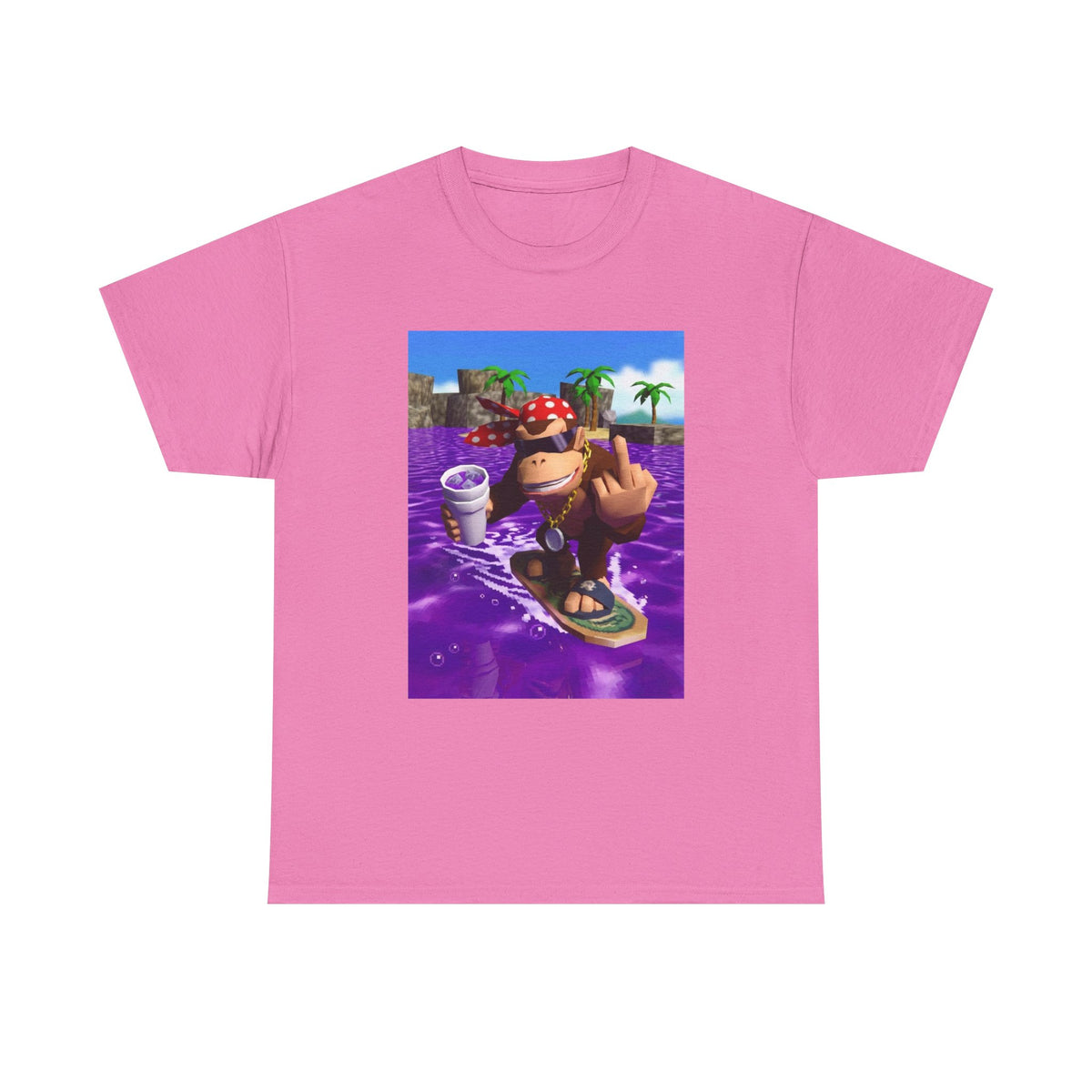 Diddy Kong Surfing Purple Lean Flipping Off Tee