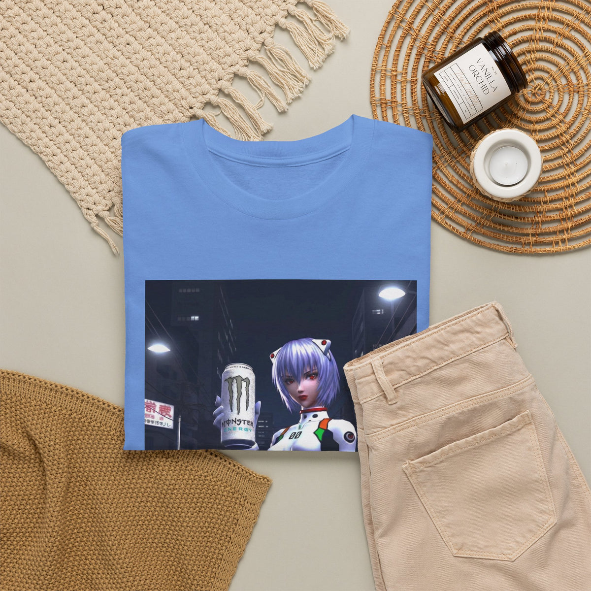 Rei Ayanami Holds Monster Energy In City