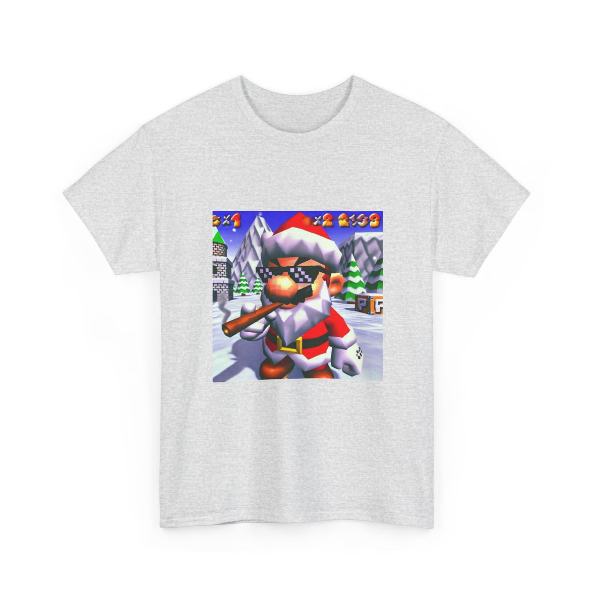 Deal With It Santa Mario Smoking Blunt Tee