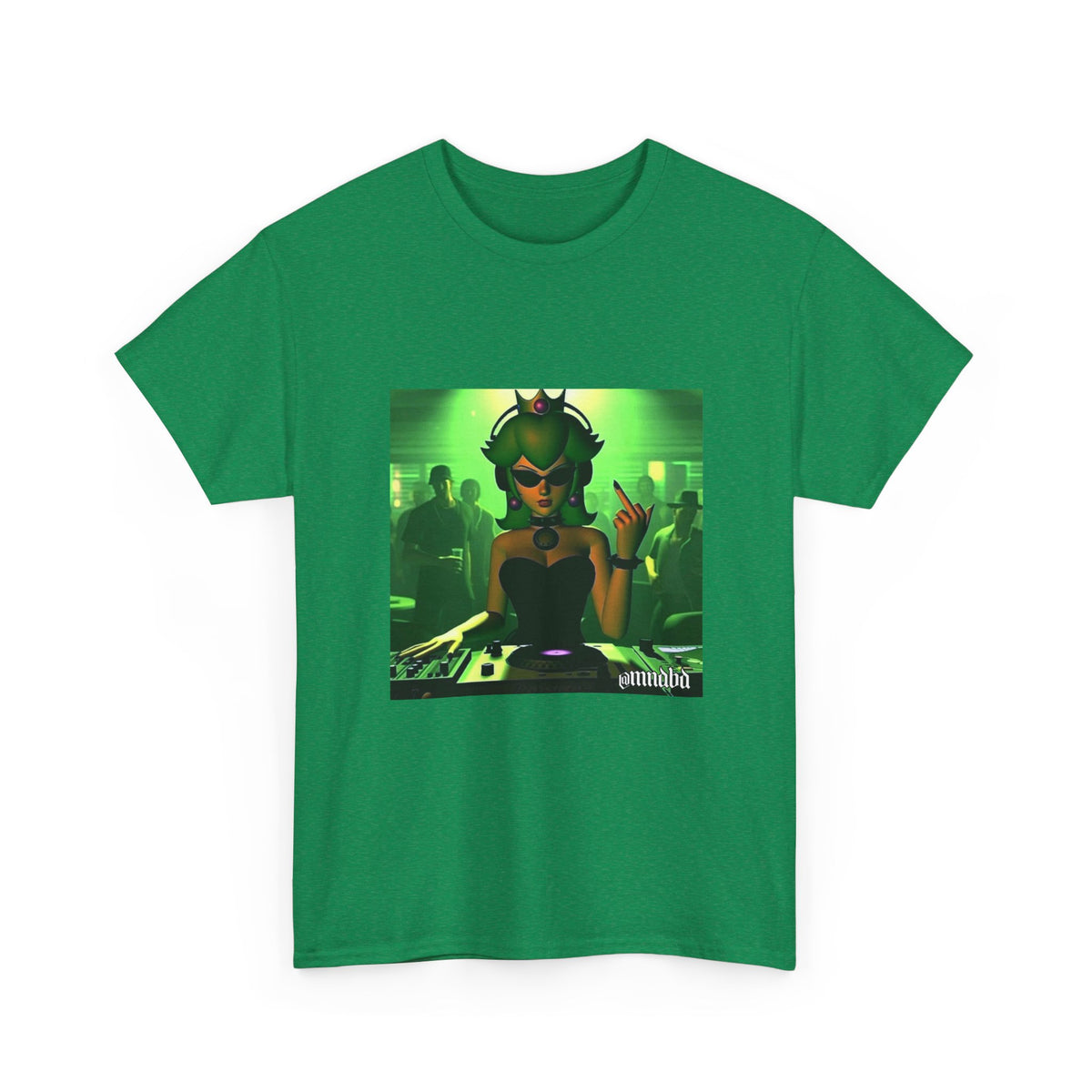 Edgy Green-Haired DJ Princess Flipping Off Crowd