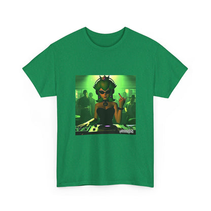 Edgy Green-Haired DJ Princess Flipping Off Crowd