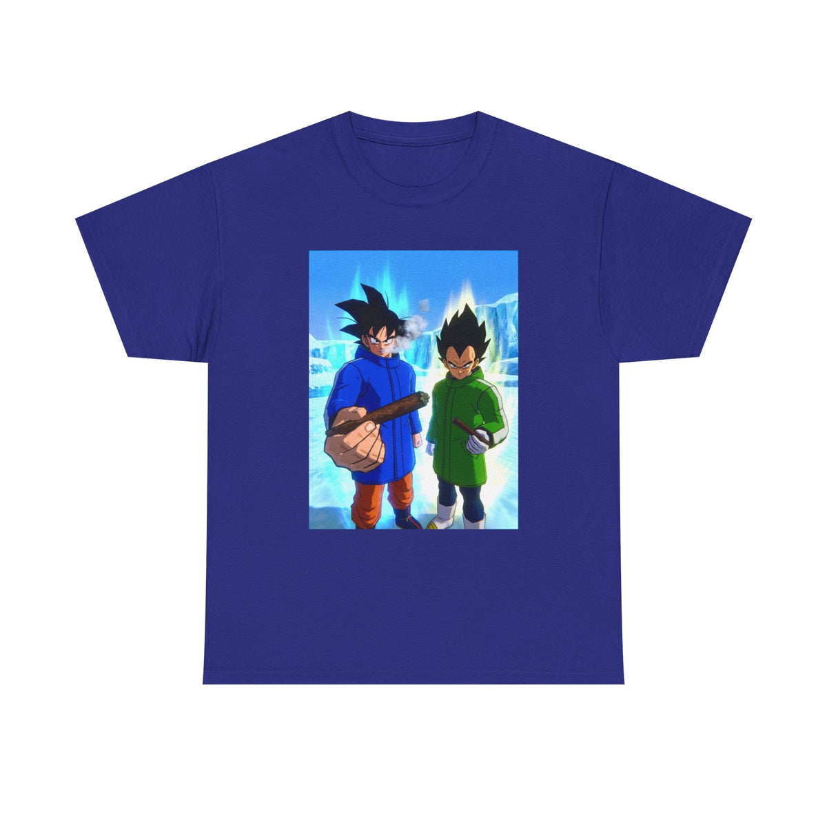 Goku And Vegeta Smoking In Snowy Scene Tee