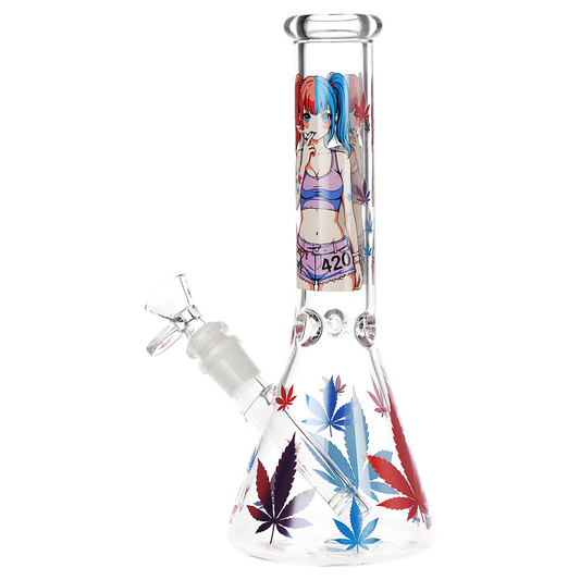 420 Anime Girl Beaker Glass Water Pipe | 10" | 14mm F