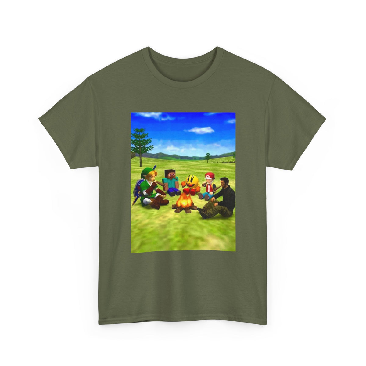 Iconic Gamers Smoking Around Campfire