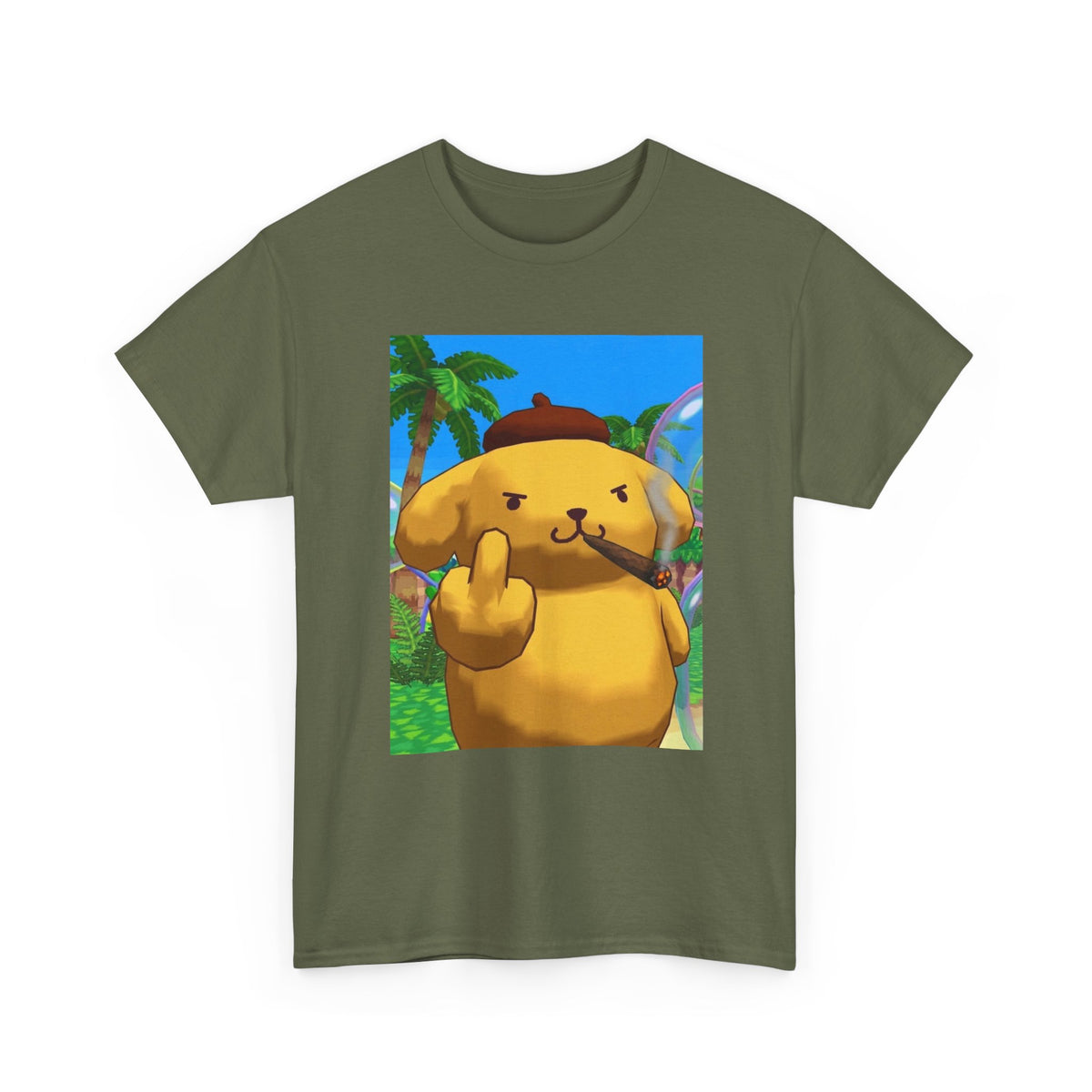 Pompompurin Smoking Blunt Flipping Bird Tee