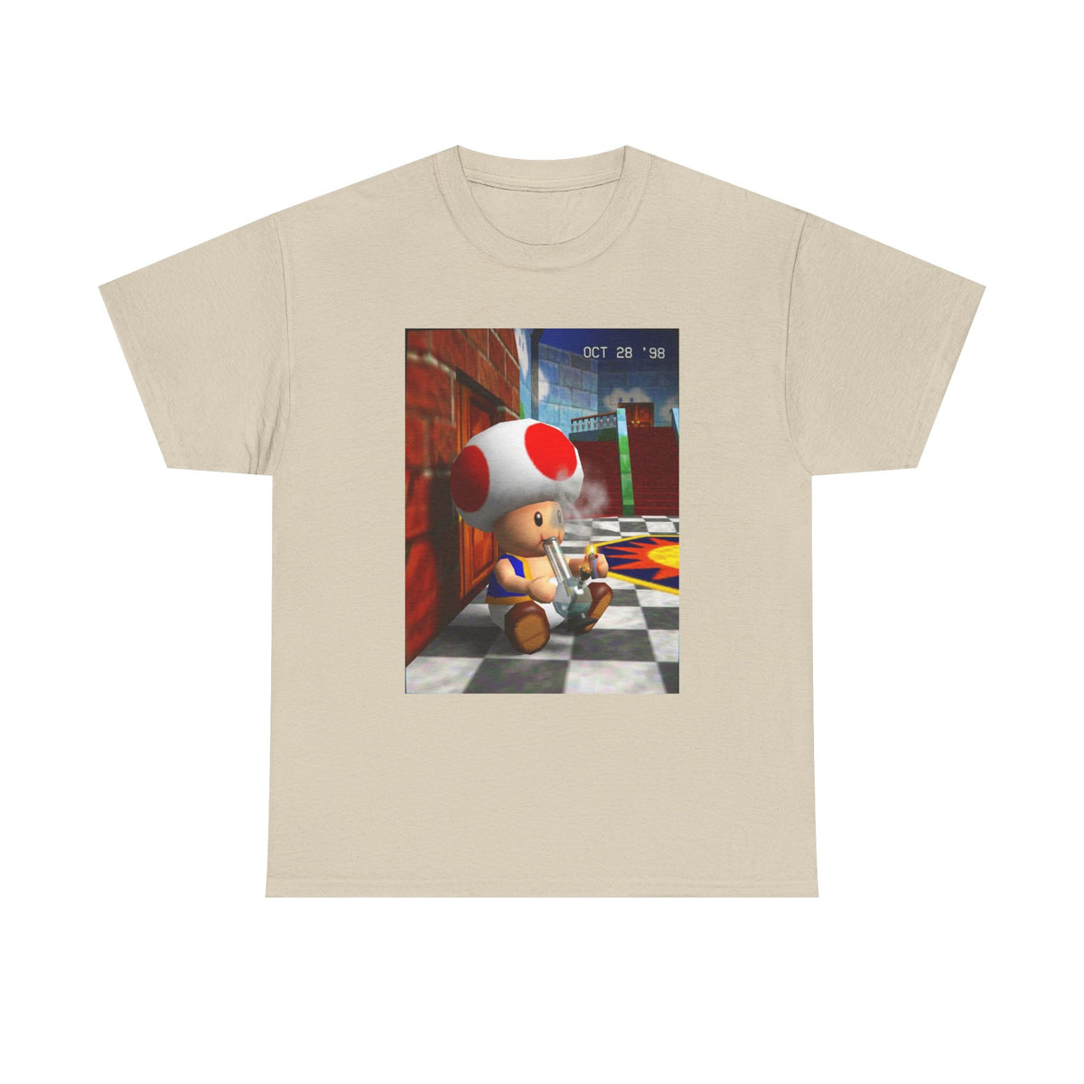 Toad Hitting Bong In Retro World Tee