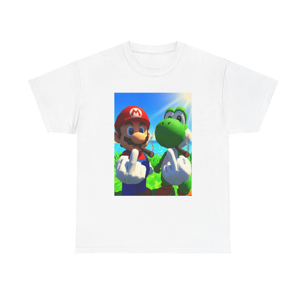 Mario And Yoshi Flipping The Bird