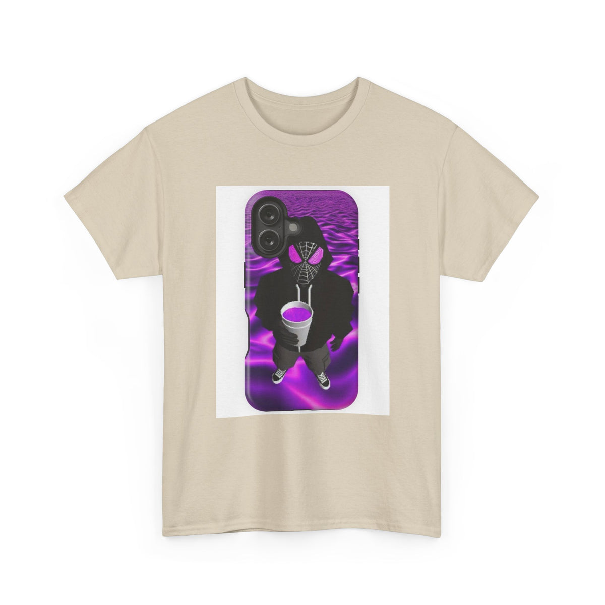 Pixelated Web-Slinger Holding Purple Drink Tee