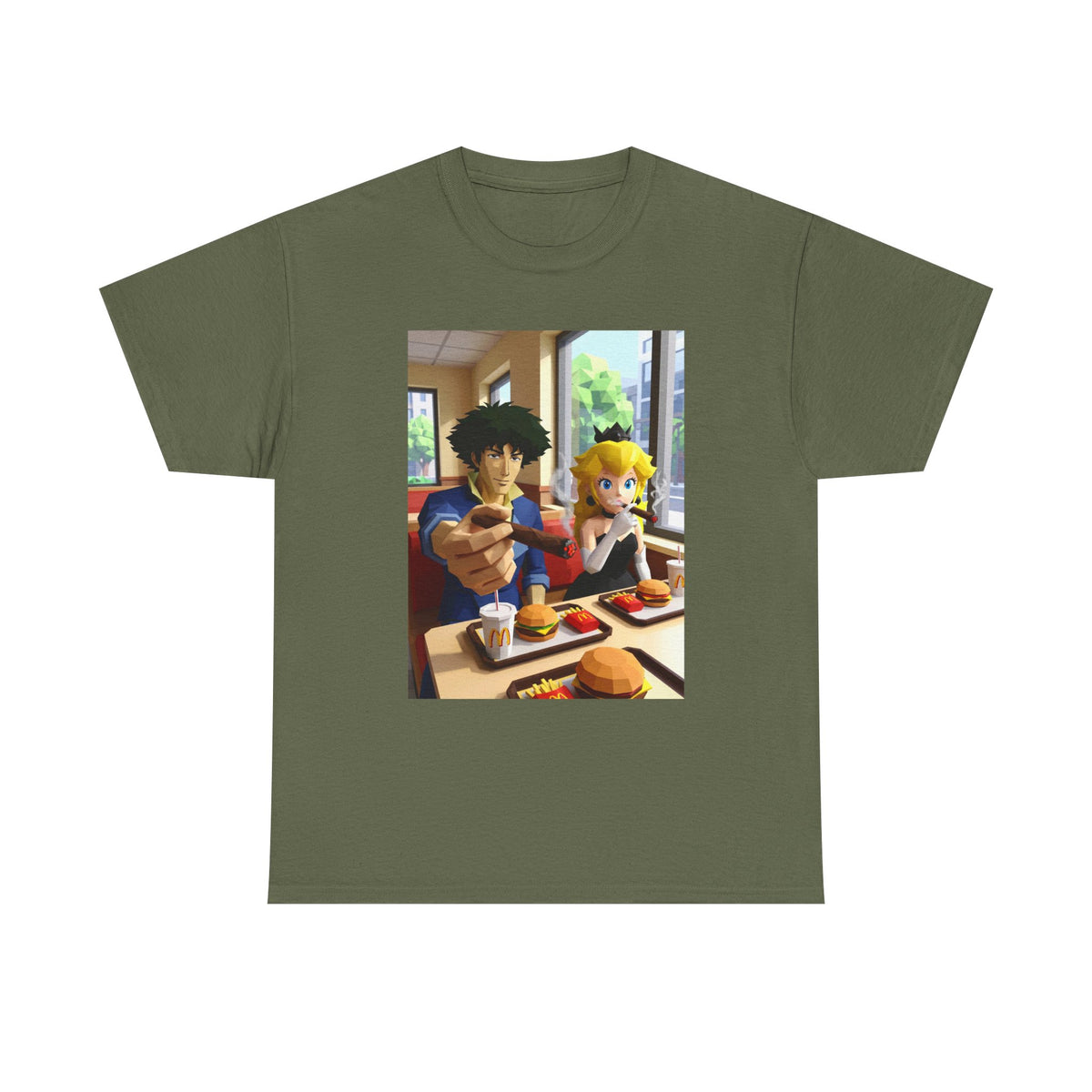 Spike and Princess Peach Smoking Cigars Tee