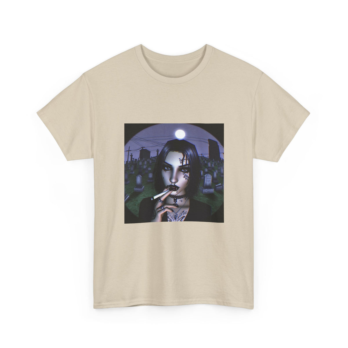 Goth Queen Smoking In Cemetery Moonlight Tee