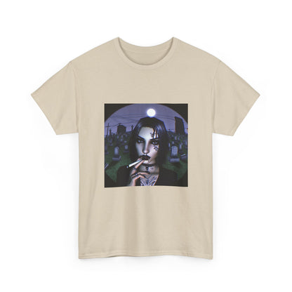 Goth Queen Smoking In Cemetery Moonlight Tee