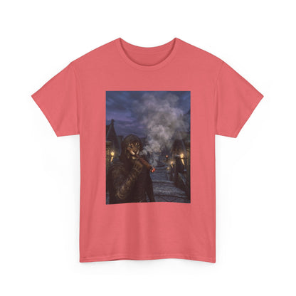 Khajiit Smokes Cigar In Medieval Alley Tee