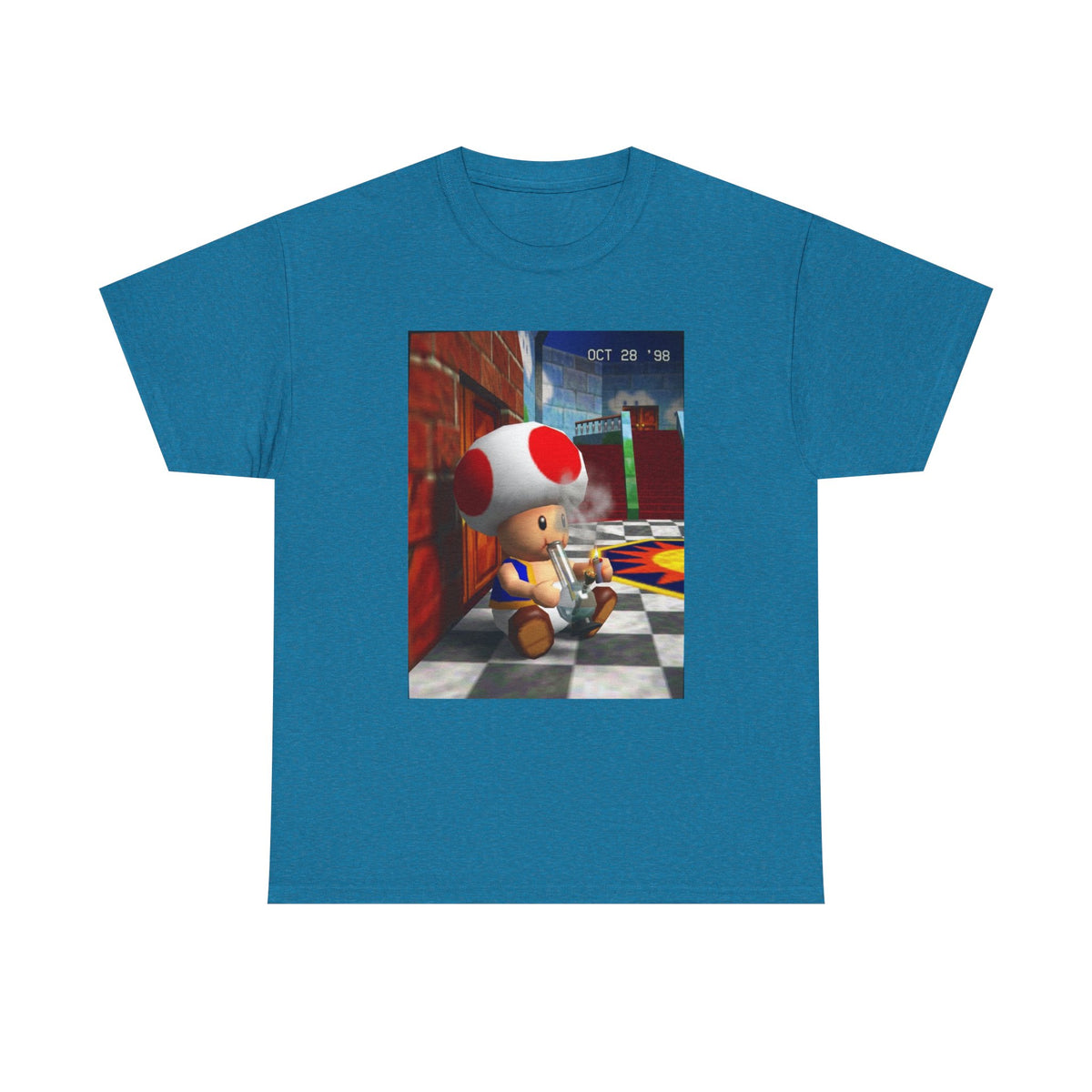 Toad Hitting Bong In Retro World Tee