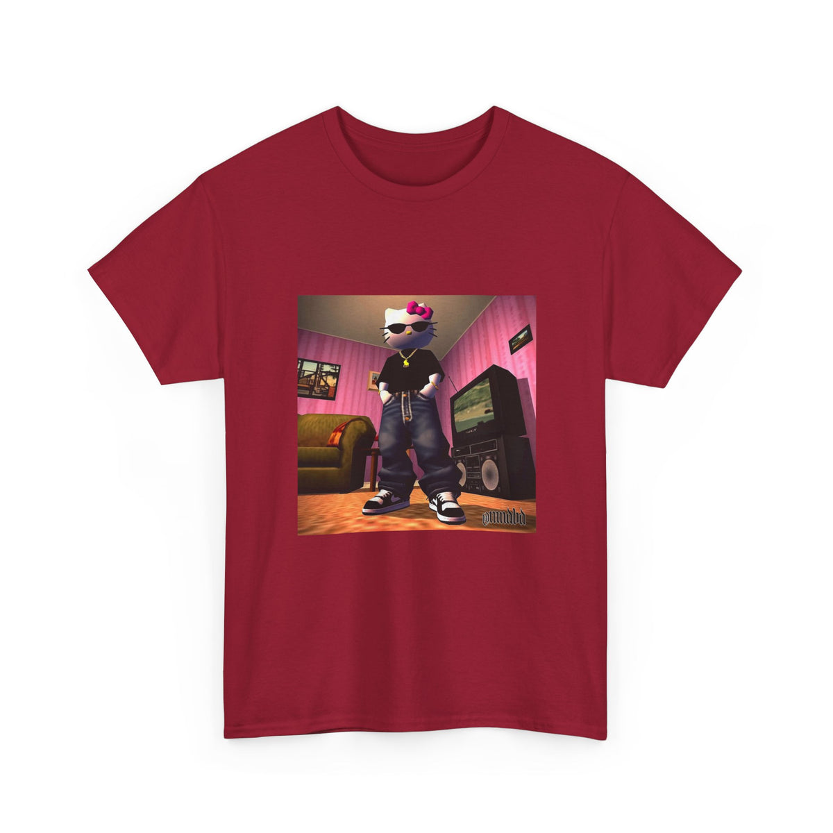 Gangsta Hello Kitty Chillin' In Low Poly Room Tee