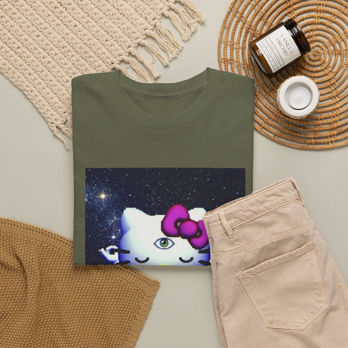 Third Eye Kitty Meditating In Space Tee
