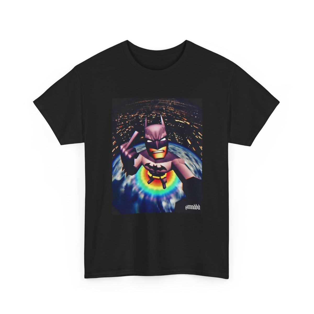 Pixel Batman Soaring Above Earth Tee