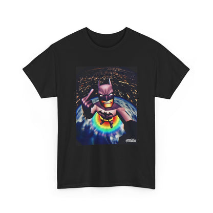 Pixel Batman Soaring Above Earth Tee