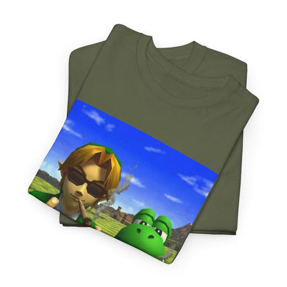 Link And Yoshi Flipping Off The World Tee