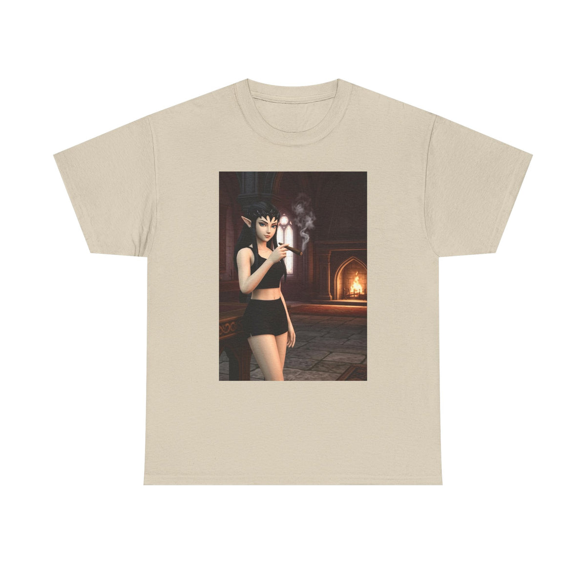 Dark Elf Girl Smoking Cigar Tee