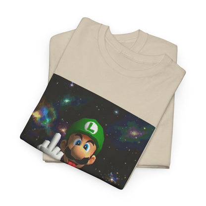 Luigi Flipping Off In Cosmic Vibe