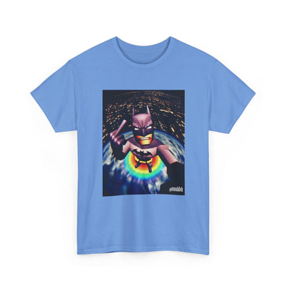 Pixel Batman Soaring Above Earth Tee