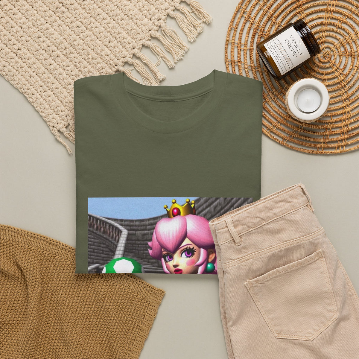Goth Peach Holding A Green Mushroom Tee