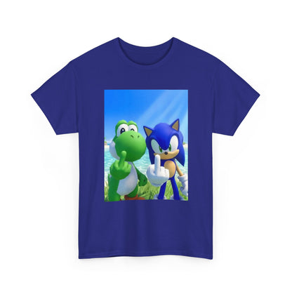 Yoshi And Sonic Flipping Birds On Beach Tee