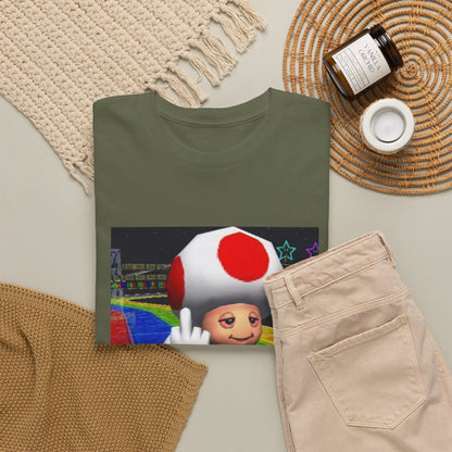 Stoned Toad Driving Kart Flipping Bird