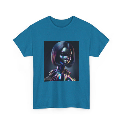Holographic Cyberpunk Raven Stares Intensively
