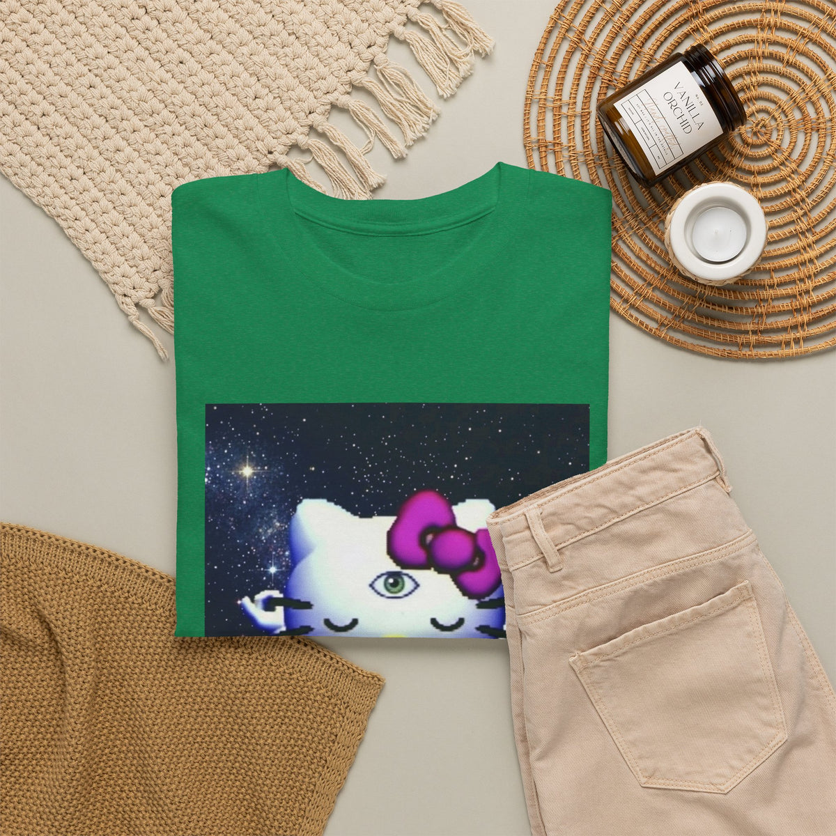 Third Eye Kitty Meditating In Space Tee