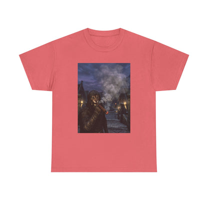 Khajiit Smokes Cigar In Medieval Alley Tee