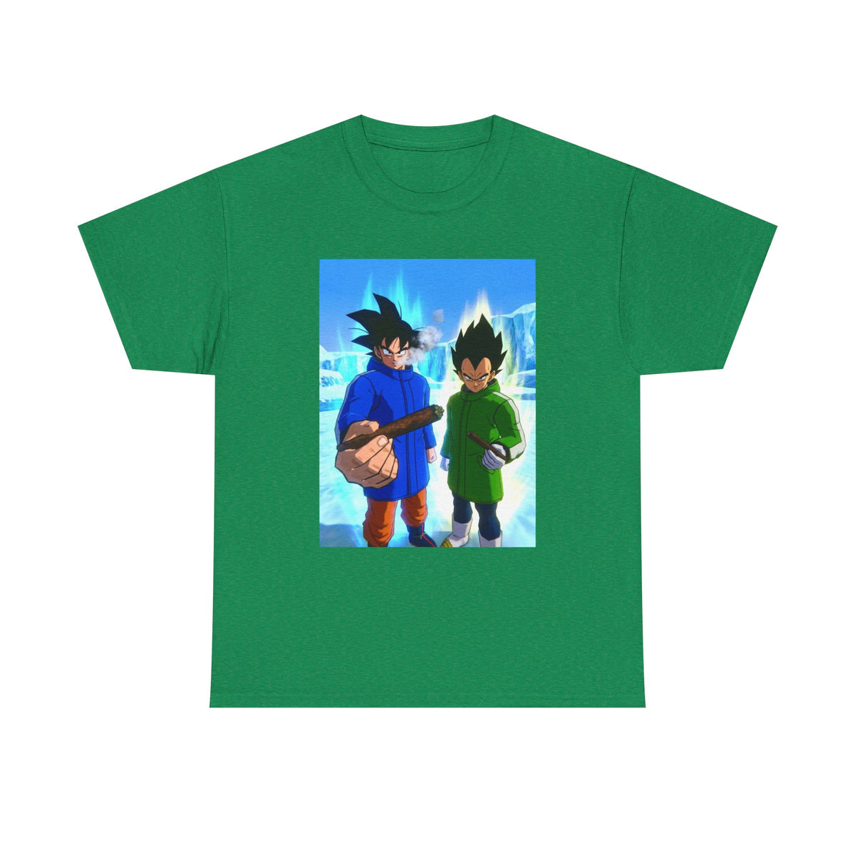 Goku And Vegeta Smoking In Snowy Scene Tee