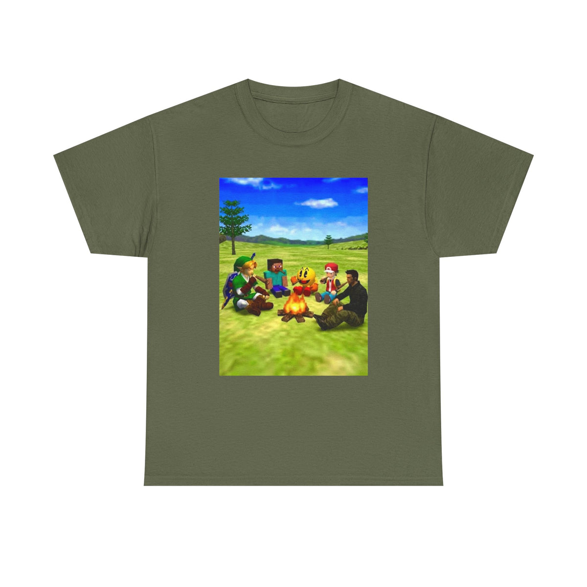 Iconic Gamers Smoking Around Campfire