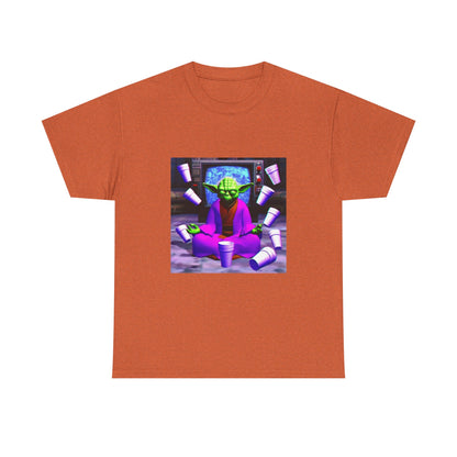 Meditating Master Yoda With Purple Cups Tee