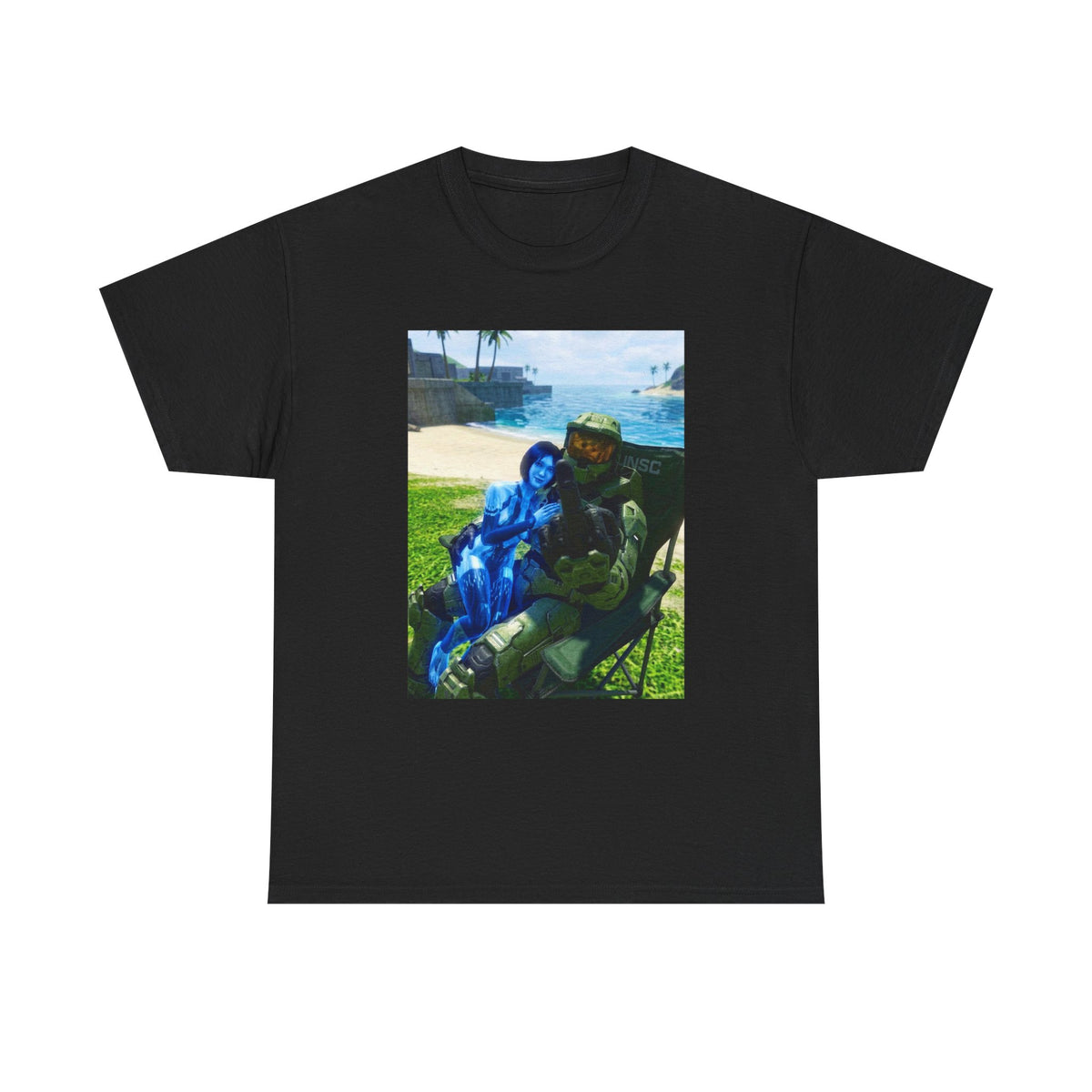 Master Chief And Cortana Beach Chill Tee
