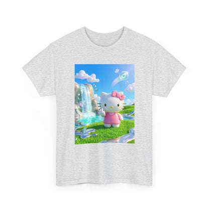Kitty Flips The Bird In Dreamy Landscape Tee