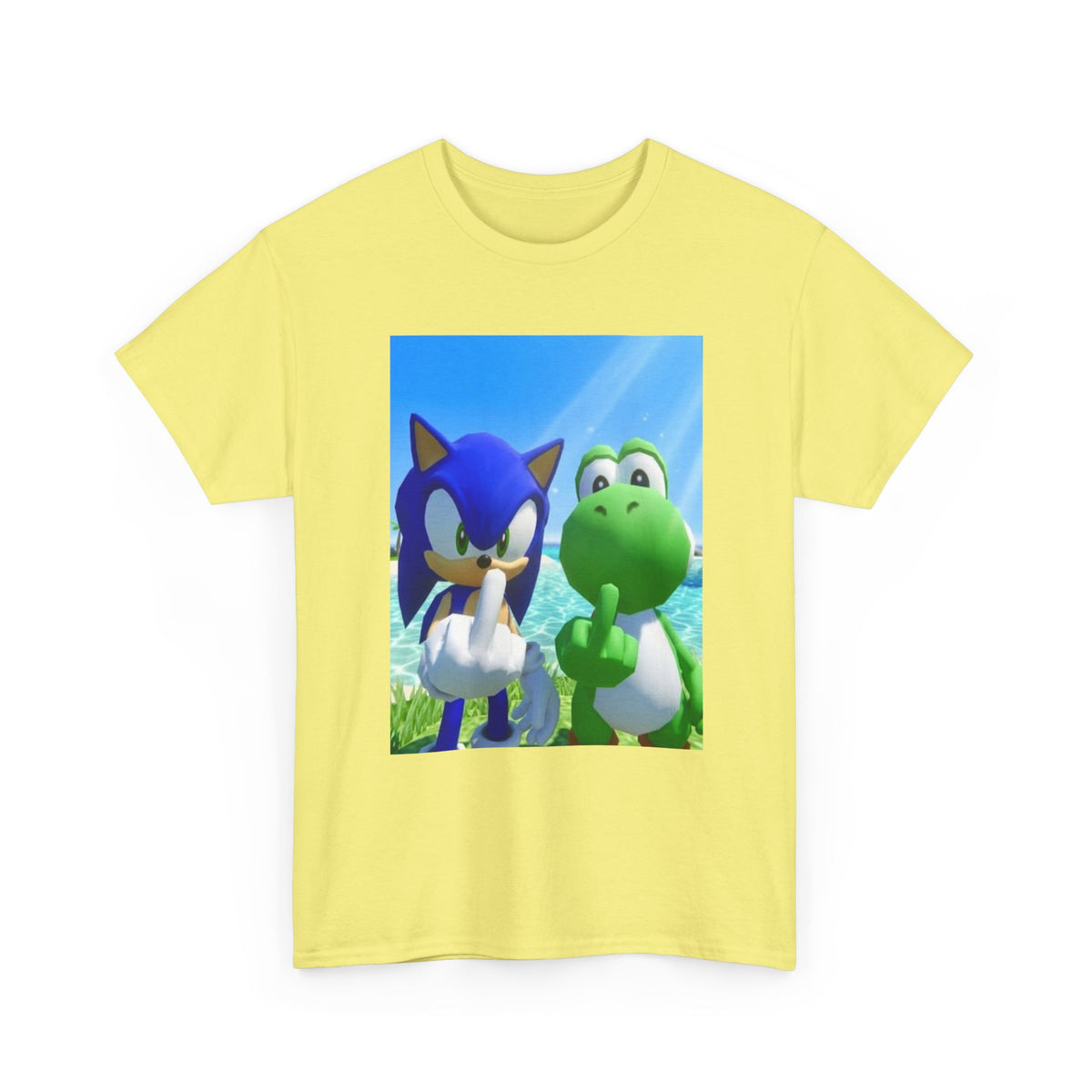 Sonic And Yoshi Flipping Off On The Beach