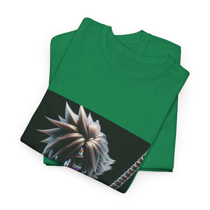 Chrome Spiky-Haired Warrior Reflecting Rainbows Tee