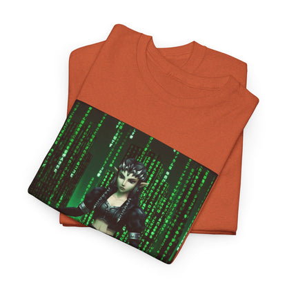 Cyberpunk Elf Queen In The Matrix City Tee